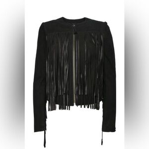 Mackage (Exclusively For Aritzia) Size S Denna Lambskin Fringe Jacket